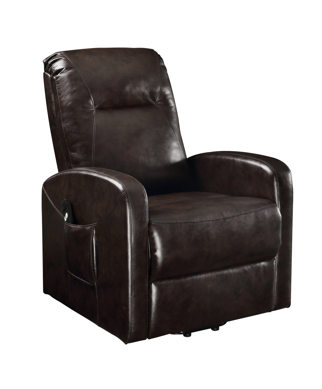 Espresso Power Lift Recliner Espresso Faux Leather Manual Push Button Metal Primary Living Space Tight Back Push Button Square Arms Wood Fabric