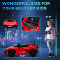 Qaba Electric Car For Kids, 12V Chevrolet Corvette Licensed Kids Car With Parental Remote Control, Suspension System, Music, Horn, Headlight, Slow Start, Kids Electric Car For 3 6 Years, Red Red Plastic