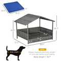 Pawhut Wicker Dog House Outdoor With Canopy, Rattan Dog Bed With Water Resistant Cushion, For Small And Medium Dogs, Dark Blue Blue Rattan