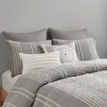 3 Piece Cotton Jacquard Duvet Cover Set Queen Gray Cotton