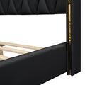 Full Size Upholstered Platform Bed With Metal Strips, Black Full Black Pu