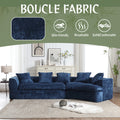 Coolmore Boucle Sofa 3 Seater For Living Room Oversized Comfy Sofa Unique Double Seat And Corner Construction For Apartment, Office Left Hand Facing Navy Navy Primary Living Space Foam Boucle 3 Seat