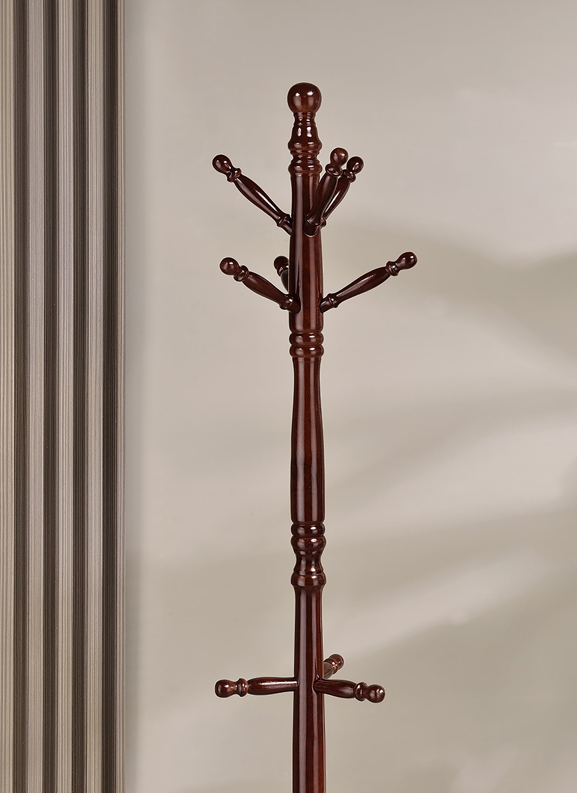 71.5" Tall Wooden Standing Coat Rack "Swivel" With Cherry Finish Cherry Wood