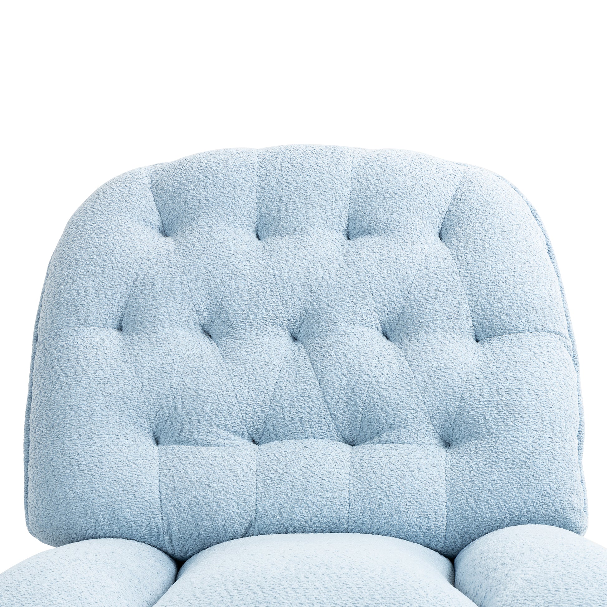 360 Swivel Recliner Adjustable Chair Chenille Glider Swivel Reclining Sofa Chair With Black Metal Round Base Blue Baby Blue Foam Upholstered