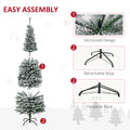 Homcom 6' Tall Unlit Snow Flocked Slim Artificial Christmas Tree With Realistic Branches And 492 Tips Green Plastic