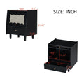 Wooden Nightstand With Rattan Woven Storage Cabinet And 1 Drawer, Exquisite Elegance With Natural Storage Solutions For Bedroom, Black Expected Arrival Time: 08.23 Black 1 Drawer Wood
