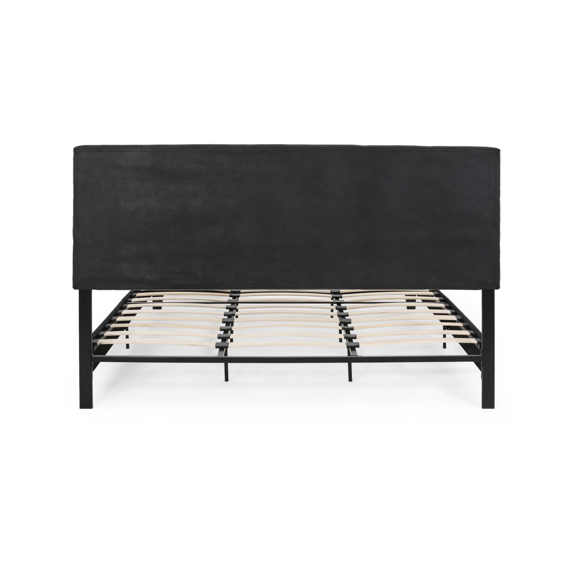 King Size Upholstered Platform Bed Frame With Contemporary Tufted Waffle Stitching, Easy Assembly, Black King Black Fabric