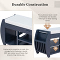 Retro Multifunctional Storage Bench With Cushion And Curved Side Panel For Entrance And Living Room Antique Navy Antique Navy Mdf