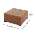 Carlsbad Pu Storage Ottoman Tan Wood Pu
