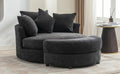Orisfur. 360 Swivel Accent Barrel Chair With Storage Ottoman & 4 Pillows, Modern Chenille Leisure Chair Round Accent For Living Room, Gray Gray Foam Chenille