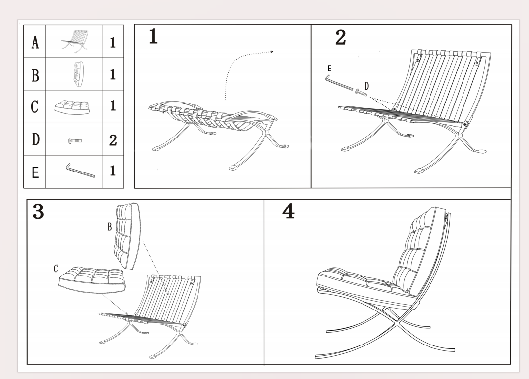 Mid Century Foldable Lounge Chair Black Genuine Leather 1 Seat