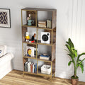 4 Tier Industrial Bookcase, Rustic Wood And Metal Frame, Asymmetrical Shelf Design, Display Storage Shelf For Living Room, Home Office, Small Space Brown Gold Primary Living Space Metal & Wood