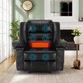 Leather Massage Recliner Chair Manual Living Room Reclining Sofa Black Faux Leather Manual Handle Metal Primary Living Space Soft Cushion Back Heavy Duty American Design,American Traditional,Antique,Classic Pillow Top Arms Foam Pu Leather