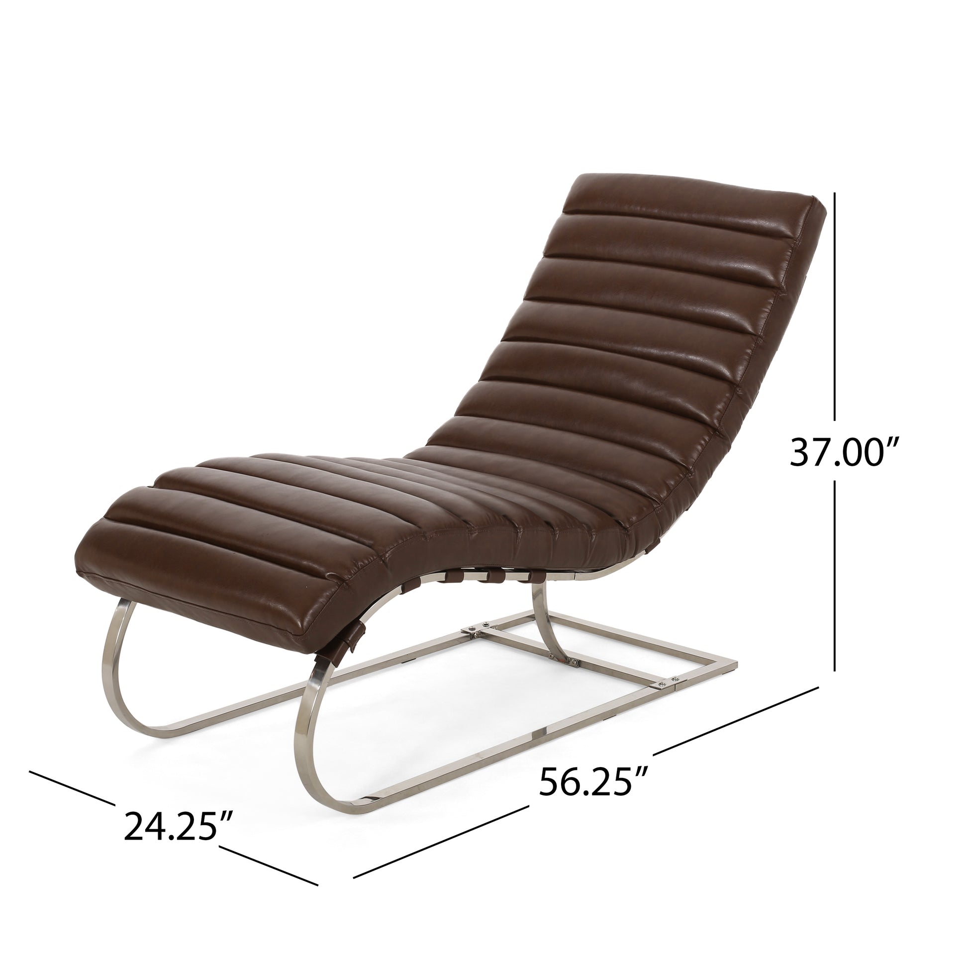 S Chaise Lounge Dark Brown Pu Leather