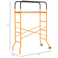 Homcom 4 Step Steel 4.6 X 2 X 6 Ft. Scaffold 2 Wheels Free Moving For Indoor & Outdoor Decoration Anti Skid, 440 Pound Capacity Black Steel