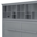 Queen Size Murphy Bed Wall Bed With Top Shelves & Usb,Gray Queen Gray Plywood