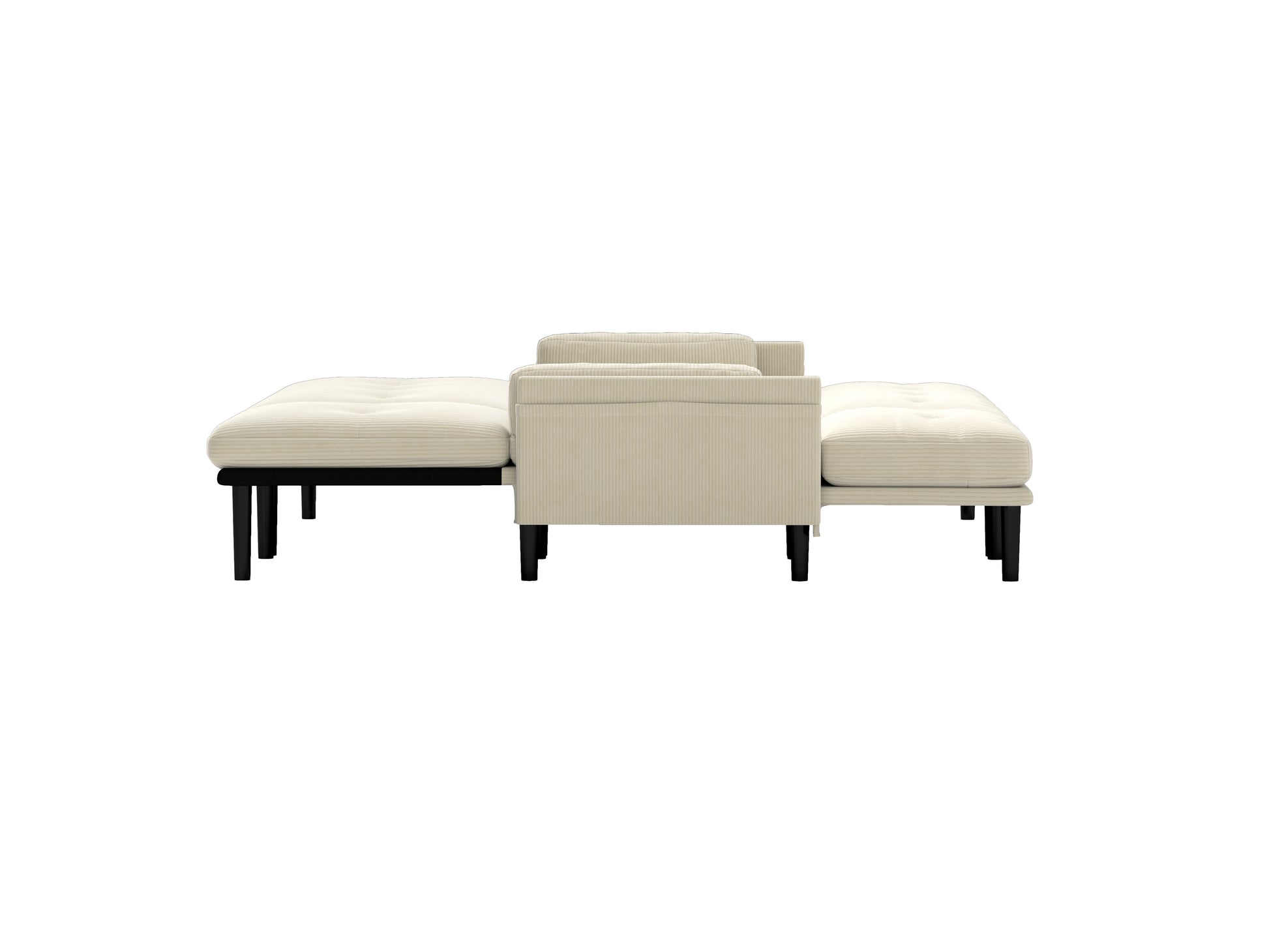 Ivory Corduroy Sectional Sofa: Convertible 3 Seater Sofa, L Shaped Sofa, And Bed Ivory Velvet Metal Primary Living Space Medium Soft Loose Back Pillow Top Arms Foam Fabric Metal 3 Seat