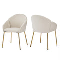 Dining Chair Set Of 2 Beige Metal