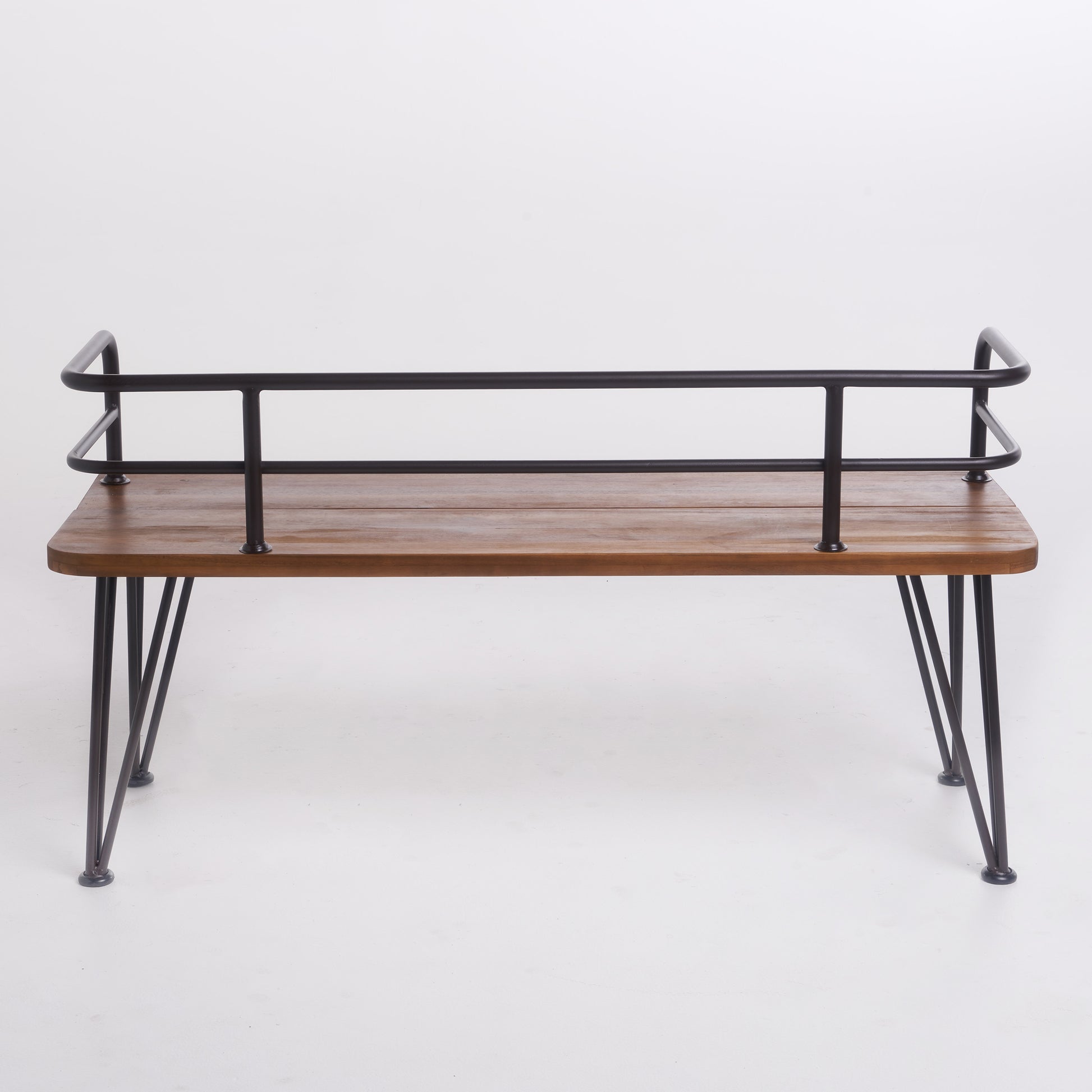 Zion Industrial Wood And Metal Bench Teak Metal & Wood