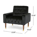 Mirod Comfy Arm Chair With Tufted Backmodern For Living Room, Bedroom And Study Black Velvet