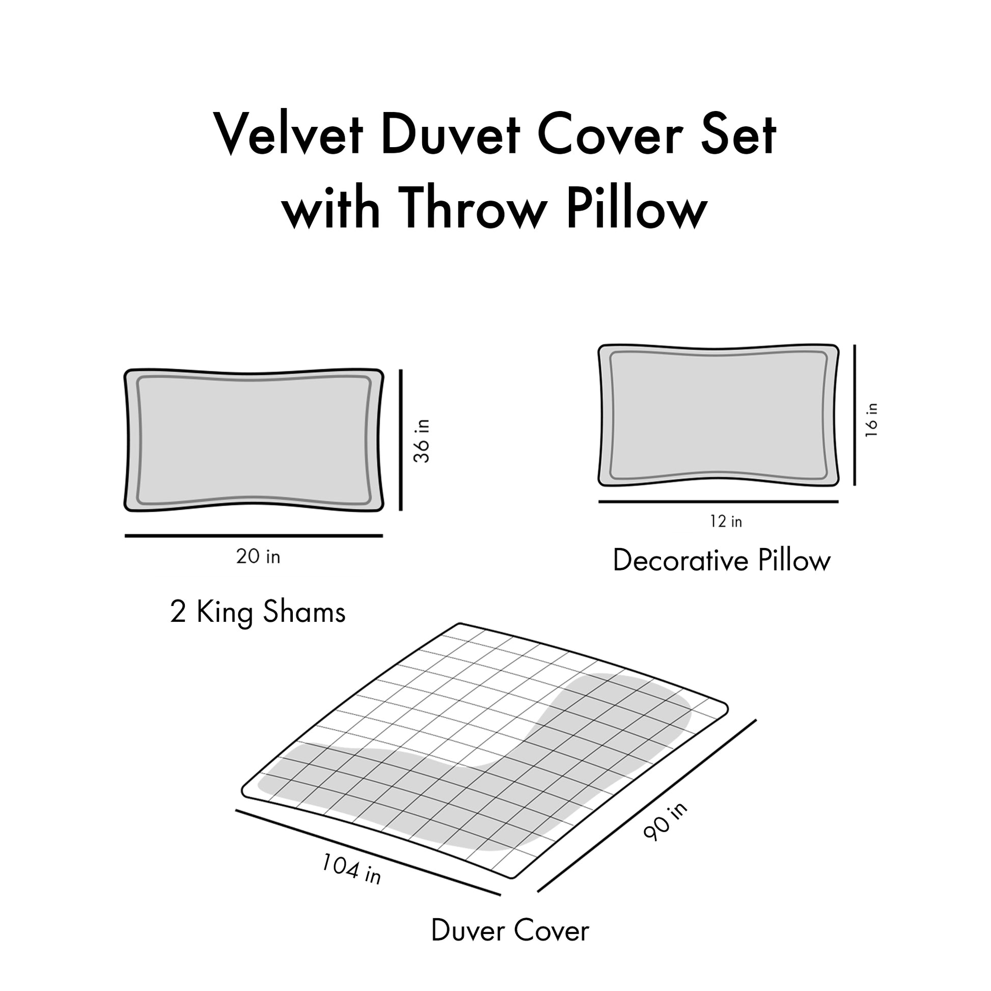 Velvet Duvet Cover Set King Black Polyester