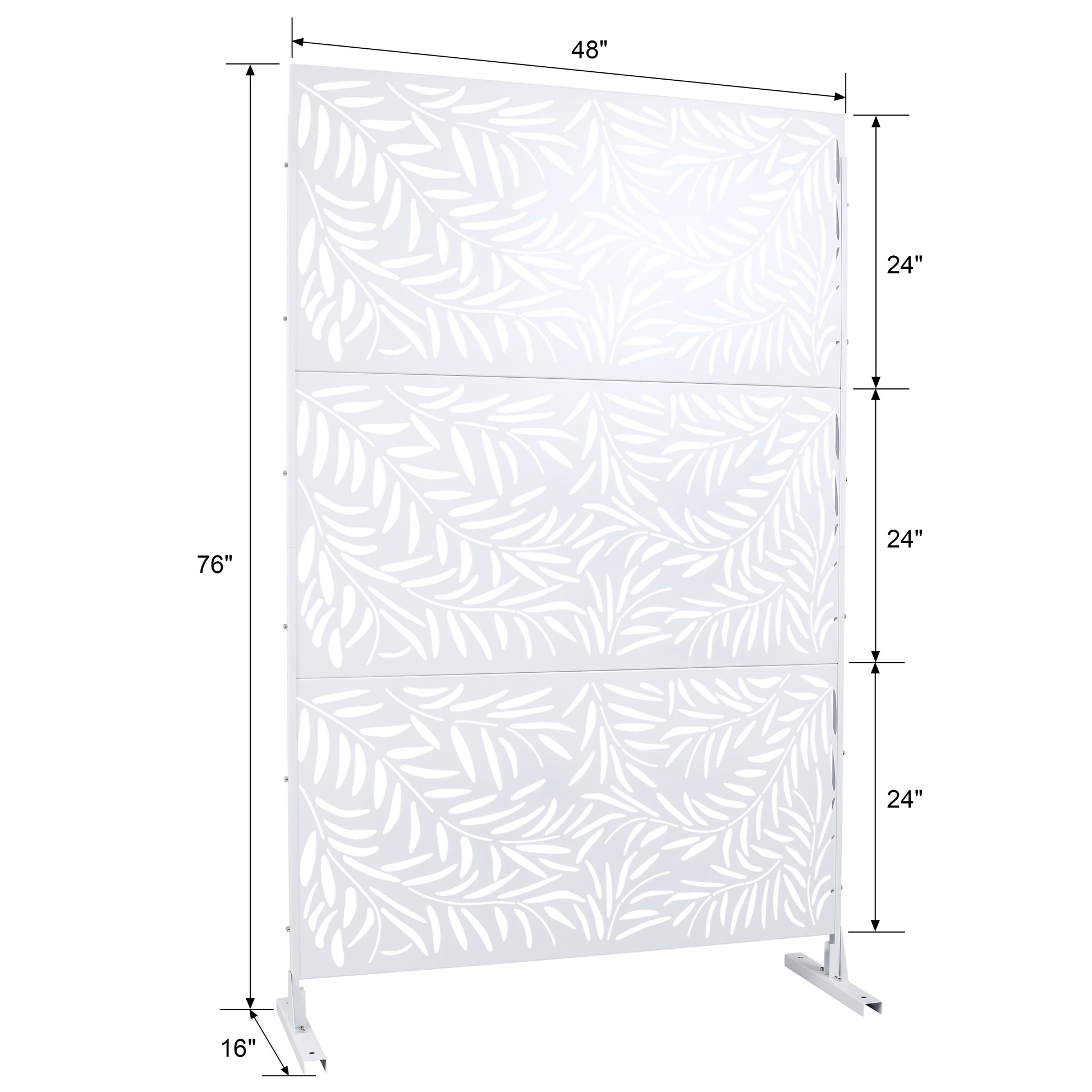 Outdoor & Indoor Privacy Screen Metal Privacy Screen 76" H 48" W, Freestanding Decorative Privacy Screen For Deck Balcony Patio, Privacy Fence Panels For Outside Lawn Garden Ps119 White White Steel