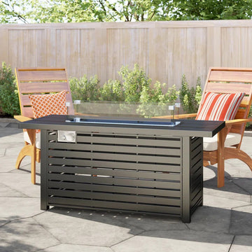 24" Steel Propane Fire Pit Table With Cover Black Steel