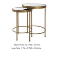 15, 18 Inch Set Of 2 Nesting Accent Tables With Mirrored Tops, Modern, Gold Gold Metal