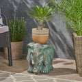 Elephant Garden Stool, Copper Patina Lots Of Scene Pictures Bronze Magnesium Oxide