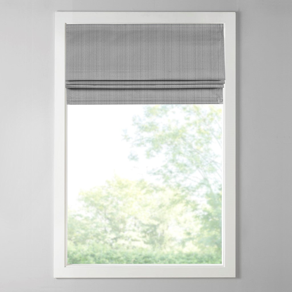 Basketweave Room Darkening Cordless Roman Shade Charcoal Polyester