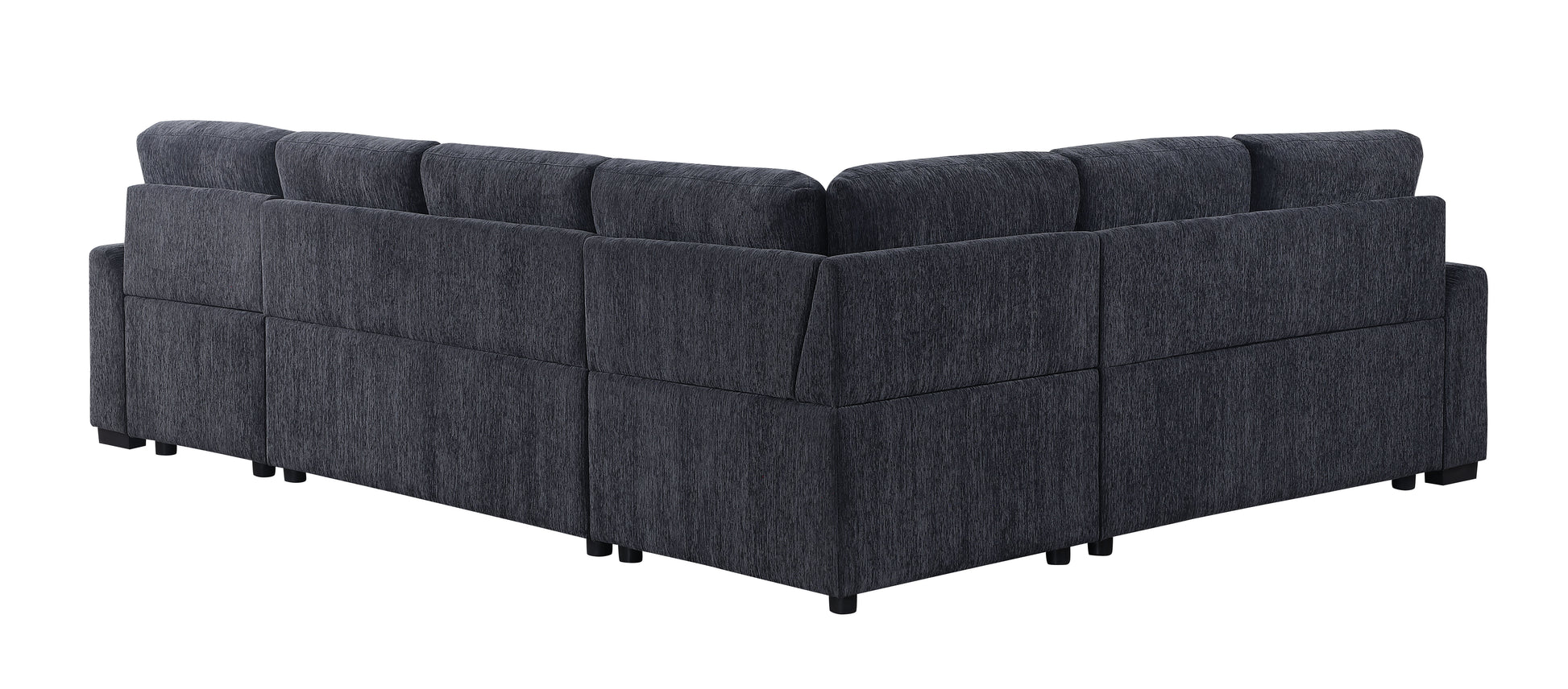 Nyhan Upholstered Corner Sectional With Pull Out Loveseat And Storaged Chaise Dark Gray Medium Firm Cushion Back L Shaped Foam Chenille 5 Seat