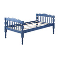 Blue Twin Over Twin Bunk Bed With Built In Ladder Blue Traditional Wood