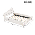 Full Size Velvet Platform Bed With Bear Shaped Headboard, With Bed End Storage Pocket, Beige Full Beige Plywood