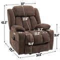 Up To 350 Lbs Chenille Power Lift Recliner Chair, Heavy Duty Motion Mechanism With 8 Point Vibration Massage And Lumbar Heating, Usb And Type C Ports, Stainless Steel Cup Holders, Brown White Metal Primary Living Space Heavy Duty Pine Brown Chenille