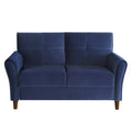 Blue Velvet Upholstery 1Pc Comfort Loveseat Plush Seatbacks Tufted Detail Solid Wood Frame Modern Living Room Furniture Blue Velvet Wood Primary Living Space Modern Flared Arms Solid Wood