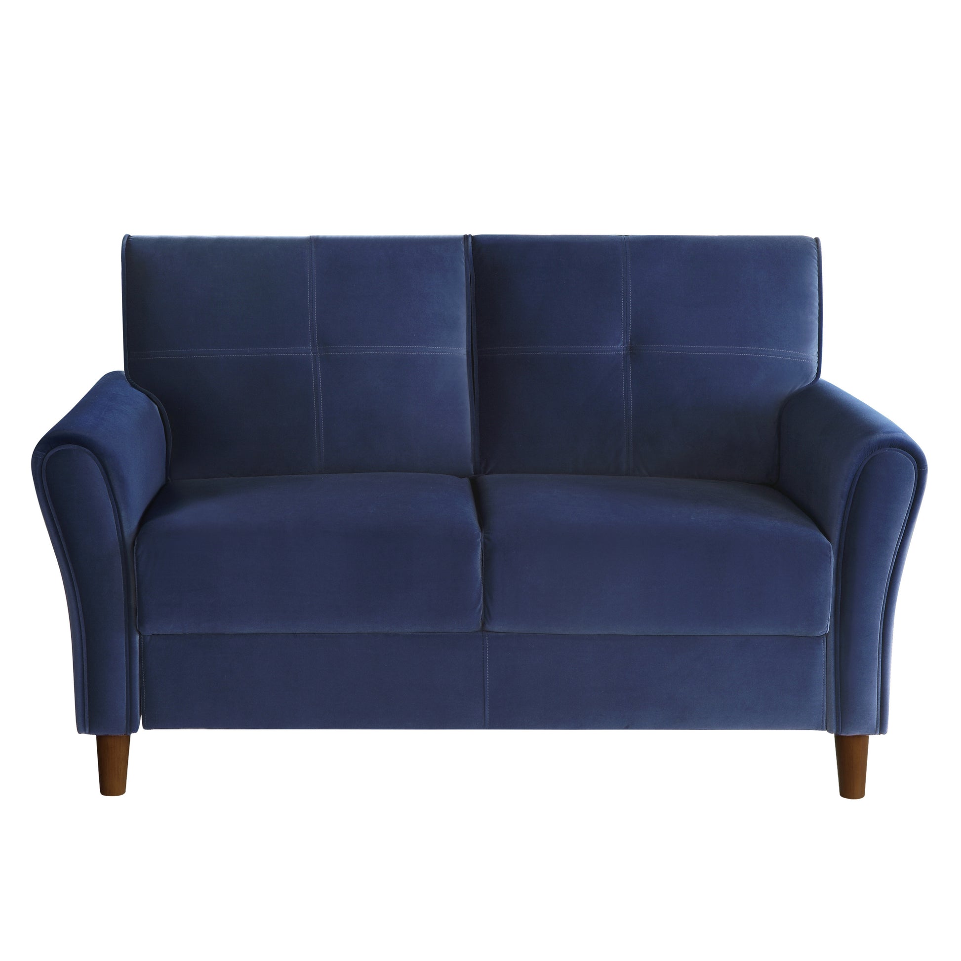 Modern Living Room Sofa Set 2Pcs Comfort Sofa Loveseat Plush Seatbacks Tufted Detail Blue Velvet Upholstery Solid Wood Frame Furniture Blue Velvet Wood Primary Living Space Modern Flared Arms Solid Wood 5 Seat