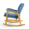 Mid Century Fabric Rocking Chair Blue Fabric