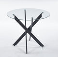 1 4,5Pieces Dining Set, Table Metal Leg Mid Century Dining Table For 4 6 People With Glass Table Top, Pedestal Dining Table, End Table Leisure Coffee Table Black Glass Metal