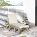 Outsunny Chaise Lounge Chair For Outdoor, Patio Recliner With 4 Position Adjustable Backrest And Cushion For Deck, Beach, Lawn And Sunbathing, Natural Natural Wood Polyester