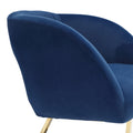 Coolmore Upholstered Tufted Living Room Chair Textured Linen Fabric Accent Chair With Metal Stand Navy Velvet