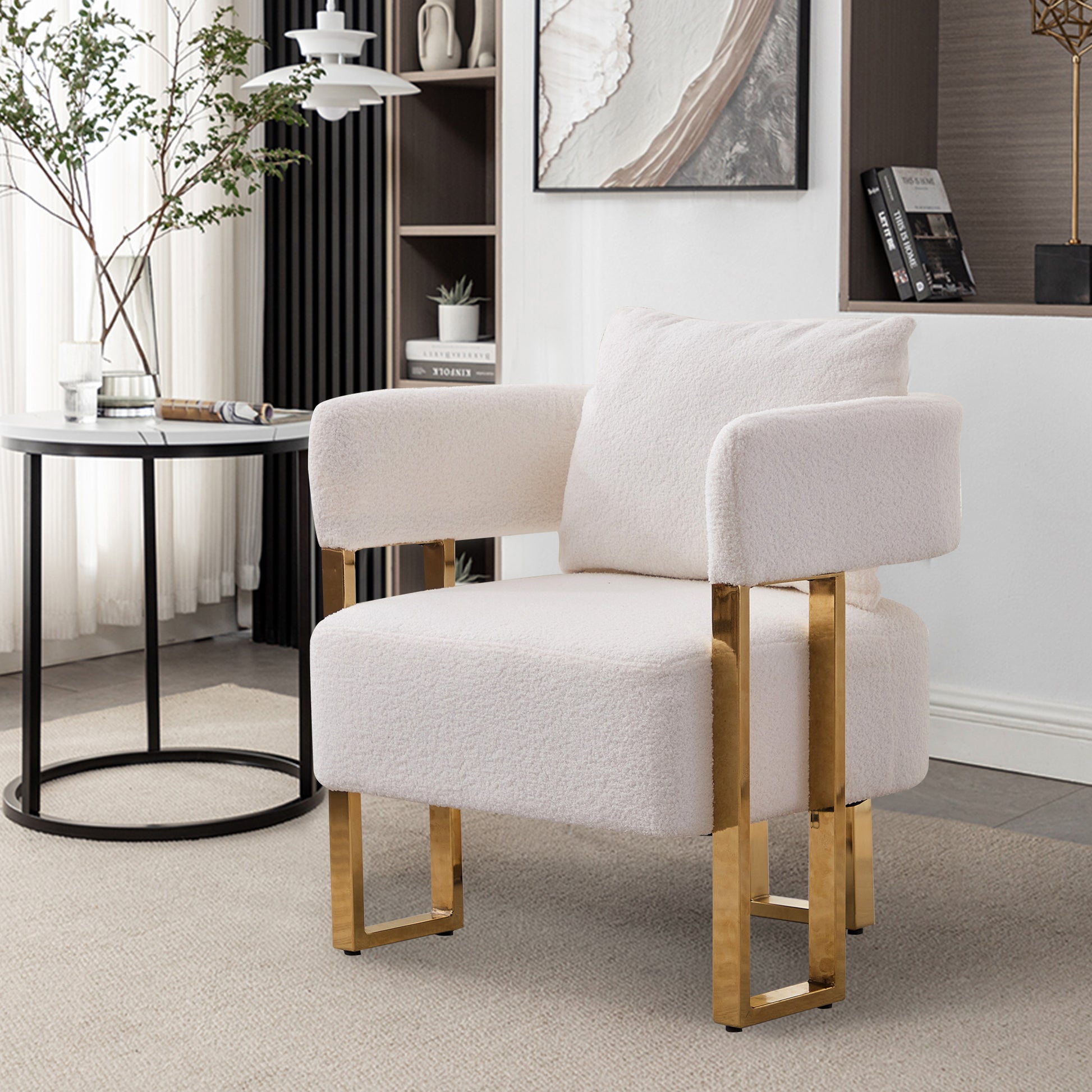 Ts Teddy Velvet Upholstered Metal Foot Sofas White Gold Teddy 1 Seat