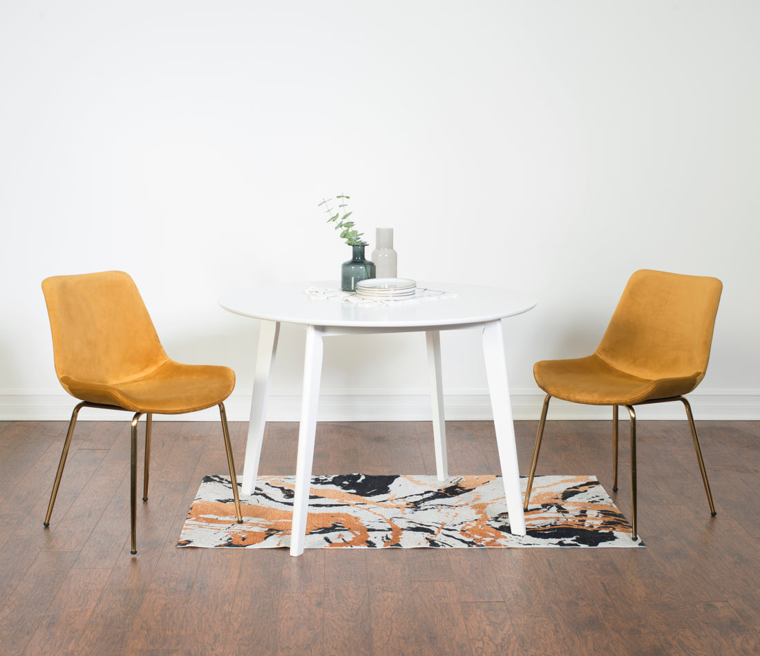 Aufurr Contemporary 3 Piece Dining Set, White Round Dining Table With 2 Chairs Wood White Seats 2 White Wood Fixed Table Rubberwood Round 4 Leg Round Dining Table With Chair Mdf