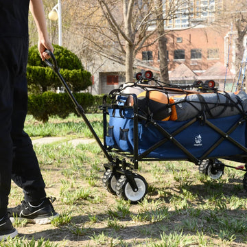 Collapsible Heavy Duty Beach Wagon Cart Outdoor Folding Utility Camping Garden Beach Cart With Universal Wheels Adjustable Handle Shopping Blue Garden & Outdoor Abs Rubber Steel Q235