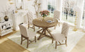 Functional Furniture Retro Style Dining Table Set With Extendable Table And 4 Upholstered Chairs For Dining Room And Living Room Natural Wood Wash Natural Wood Wash Solid Wood