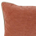 Rectangular Fabric Throw Pillow With Solid Color And Piped Edges, Terra Cota Light Brick Red Fabric