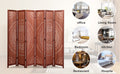 82.8'' W X 65'' H 6 Panel Solid Wood Folding Room Divider, Brown Brown Solid Wood