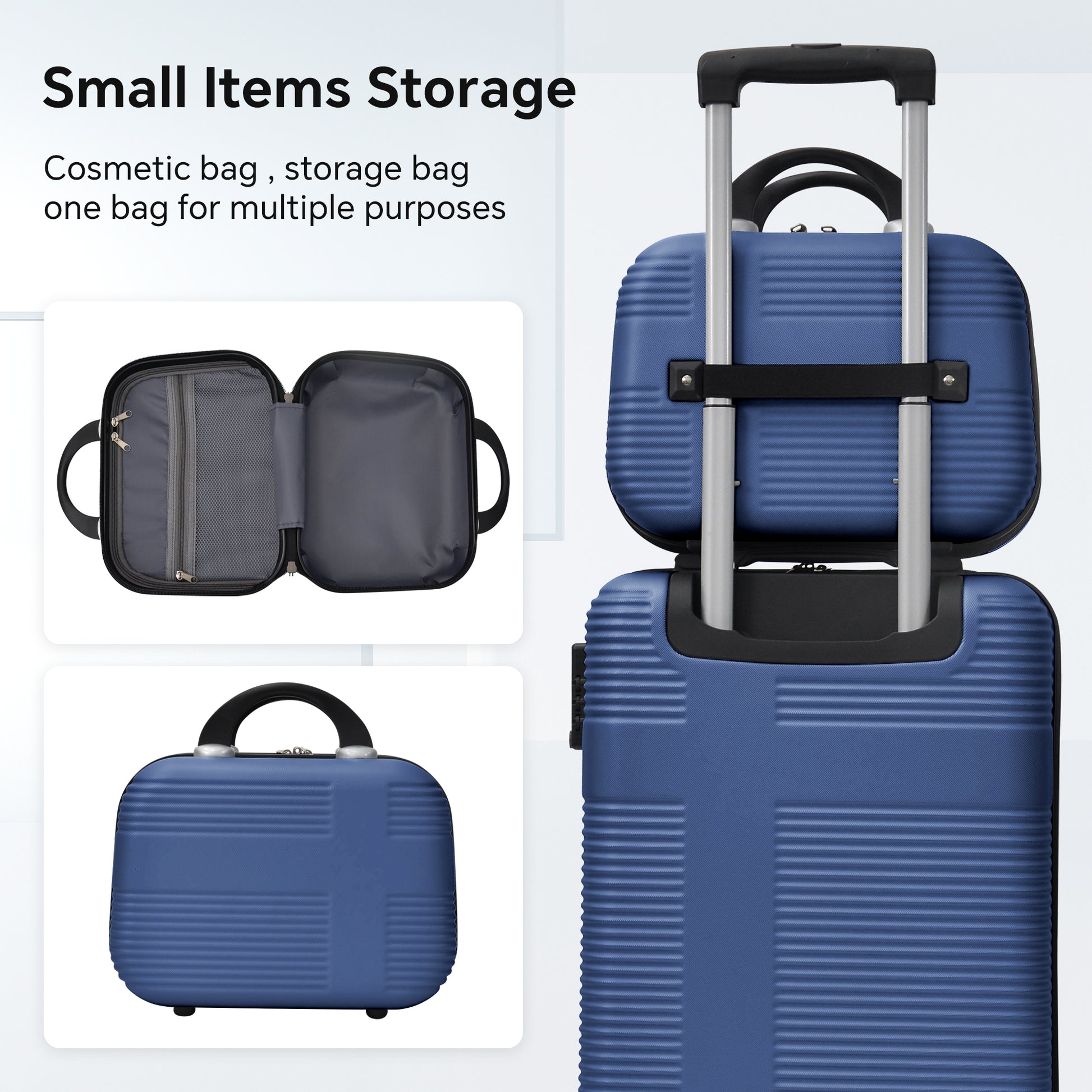 Luggage 4 Piece Set With Spinner Wheels, Hardshell Lightweight Suitcase With Tsa Lock,Checked Luggage,Dark Blue 12 20 24 28In Dark Blue Abs