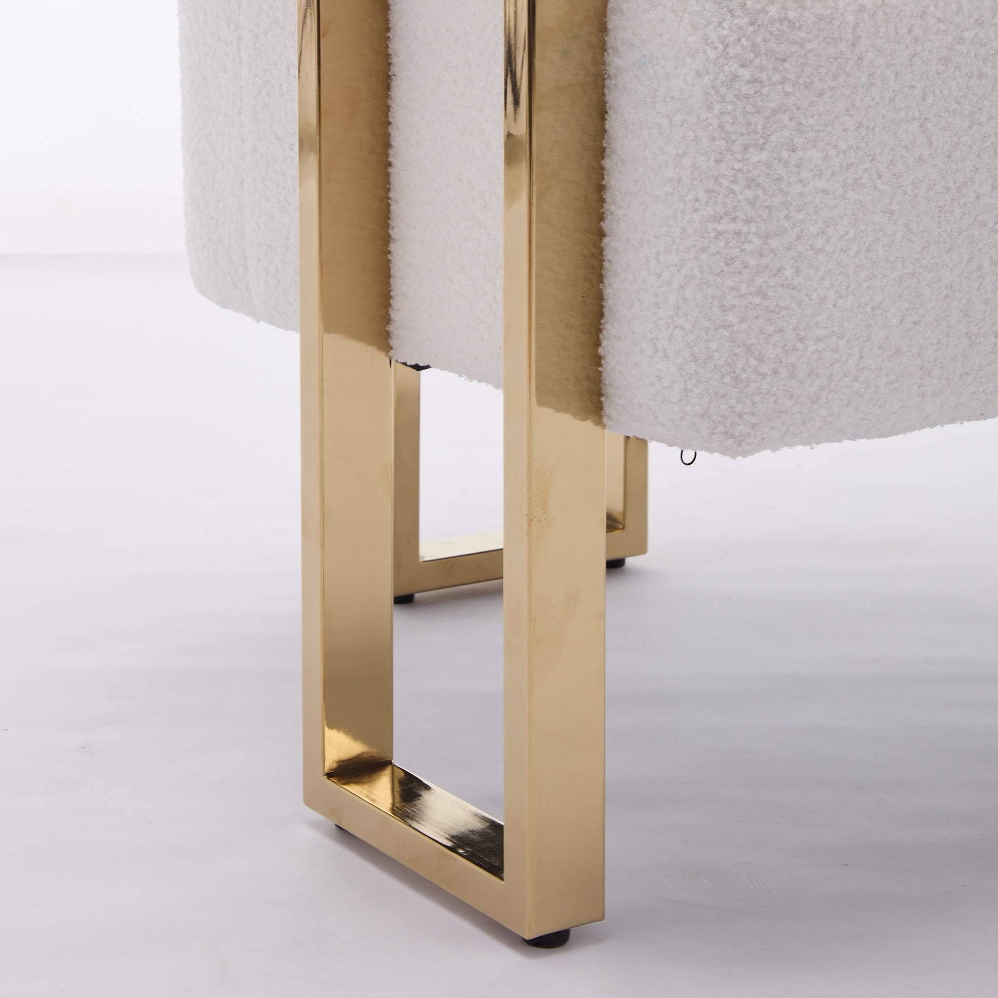 Ts Teddy Velvet Upholstered Metal Foot Sofas White Gold Teddy 1 Seat