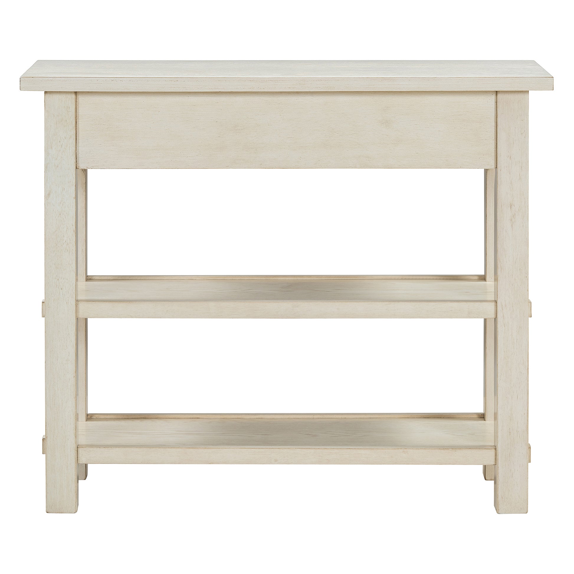 Retro Console Table With Drawer And Two Sturdy Shelves For Entryway, Living Room Gray Wash Gray Wash Mdf,Rubber Wood