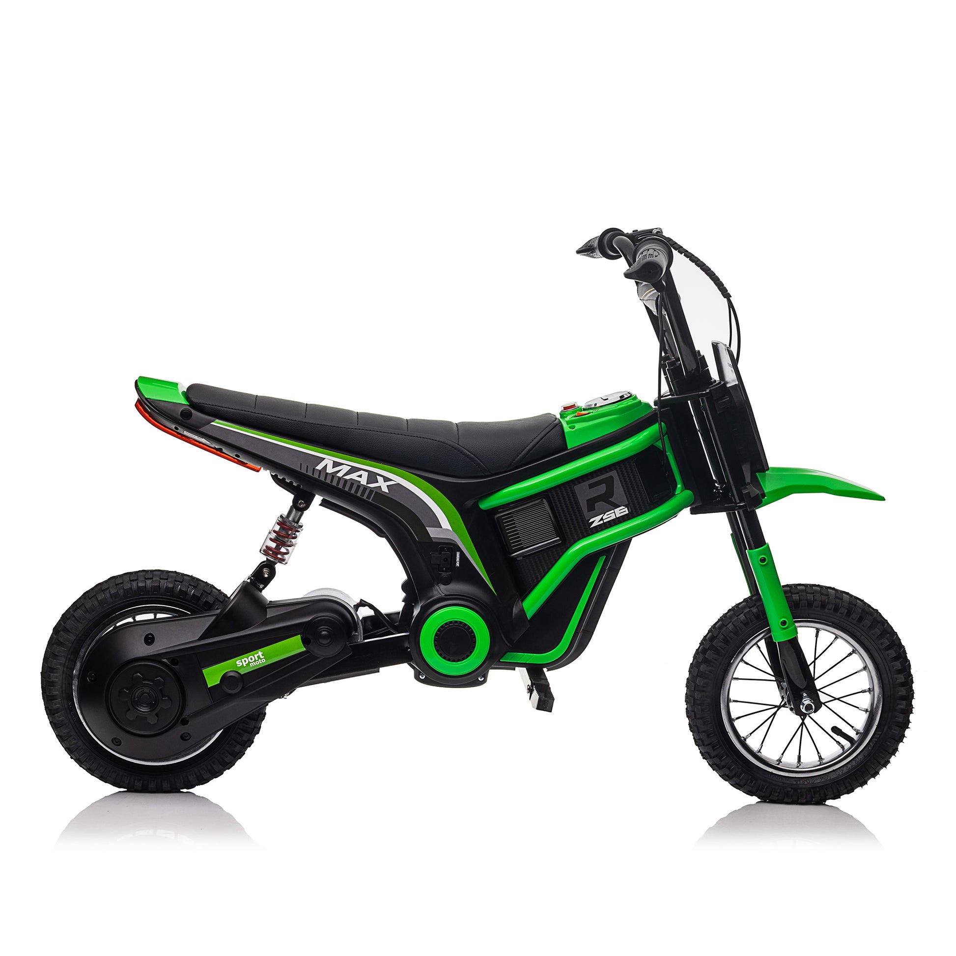 24V14Ah Kids Ride On 24V Electric Toy Motocross Motorcycle Dirt Bike Xxl Large,Speeds Up To 14.29Mph,Dual Suspension, Hand Operated Dual Brakes, Twist Grip Throttle, Authentic Motocross Bike Geometry Green Polypropylene